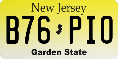NJ license plate B76PIO
