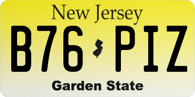 NJ license plate B76PIZ