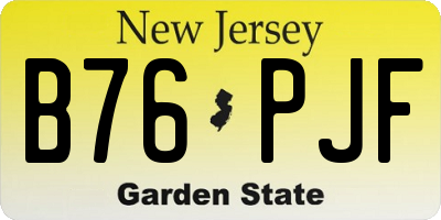 NJ license plate B76PJF