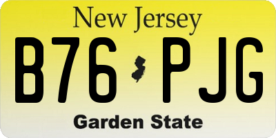 NJ license plate B76PJG