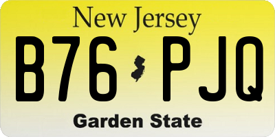 NJ license plate B76PJQ