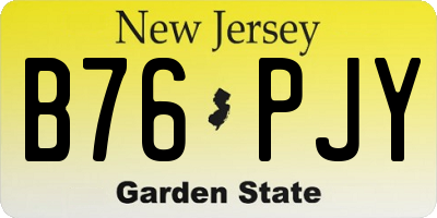 NJ license plate B76PJY