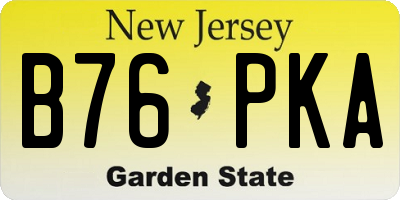NJ license plate B76PKA