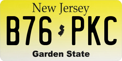 NJ license plate B76PKC