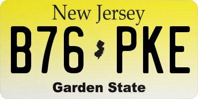 NJ license plate B76PKE