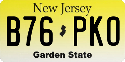 NJ license plate B76PKO