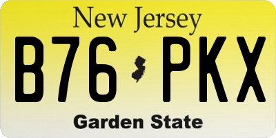 NJ license plate B76PKX