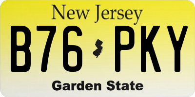 NJ license plate B76PKY