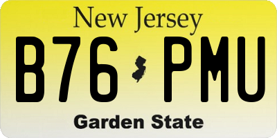 NJ license plate B76PMU