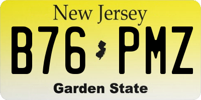 NJ license plate B76PMZ