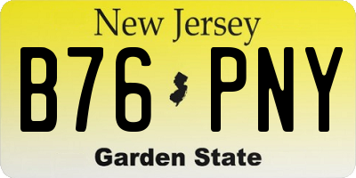 NJ license plate B76PNY