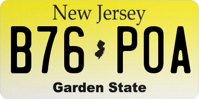 NJ license plate B76POA