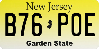 NJ license plate B76POE