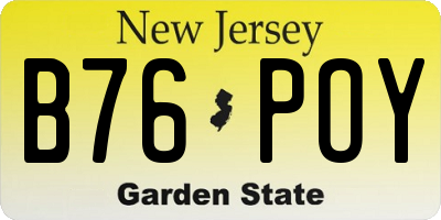 NJ license plate B76POY