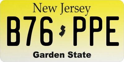 NJ license plate B76PPE