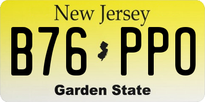 NJ license plate B76PPO