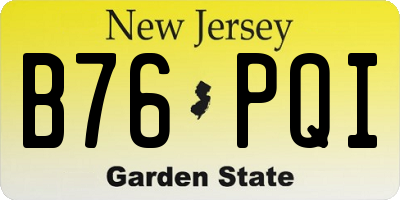 NJ license plate B76PQI