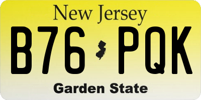 NJ license plate B76PQK