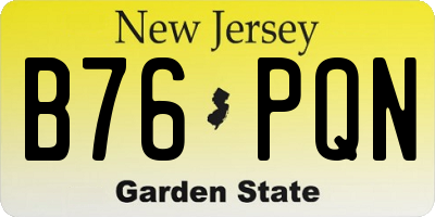 NJ license plate B76PQN