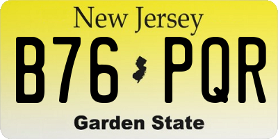 NJ license plate B76PQR