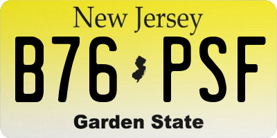 NJ license plate B76PSF