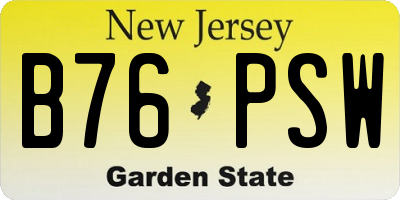 NJ license plate B76PSW