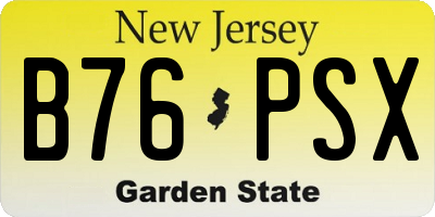 NJ license plate B76PSX