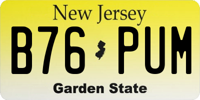 NJ license plate B76PUM