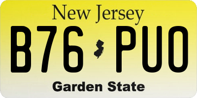 NJ license plate B76PUO