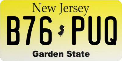 NJ license plate B76PUQ