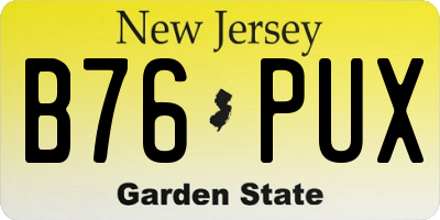 NJ license plate B76PUX
