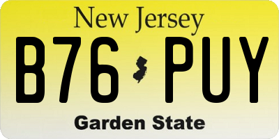 NJ license plate B76PUY