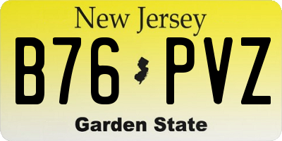 NJ license plate B76PVZ