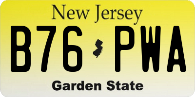 NJ license plate B76PWA