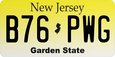 NJ license plate B76PWG