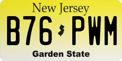 NJ license plate B76PWM