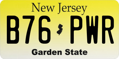 NJ license plate B76PWR