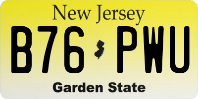 NJ license plate B76PWU