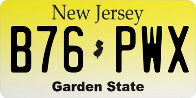 NJ license plate B76PWX