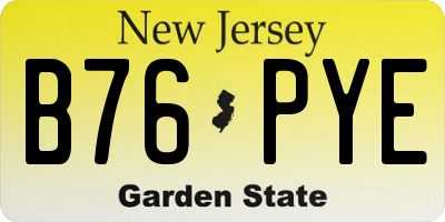 NJ license plate B76PYE