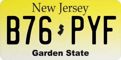 NJ license plate B76PYF