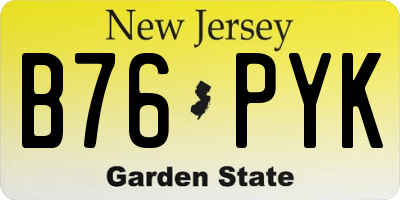 NJ license plate B76PYK