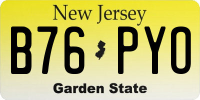 NJ license plate B76PYO
