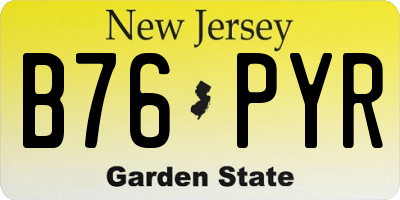 NJ license plate B76PYR