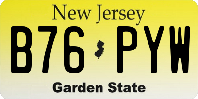 NJ license plate B76PYW