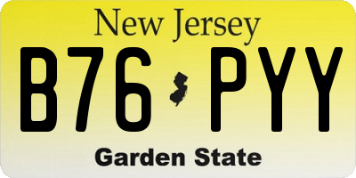 NJ license plate B76PYY