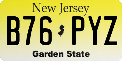 NJ license plate B76PYZ