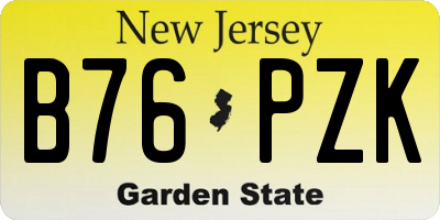 NJ license plate B76PZK