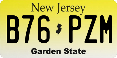 NJ license plate B76PZM