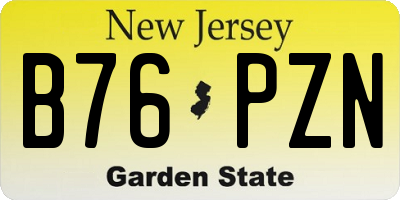NJ license plate B76PZN